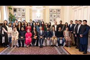 High Commissioner Moazzam Ahhmad Khan with young Pakistani Chevening Scholars