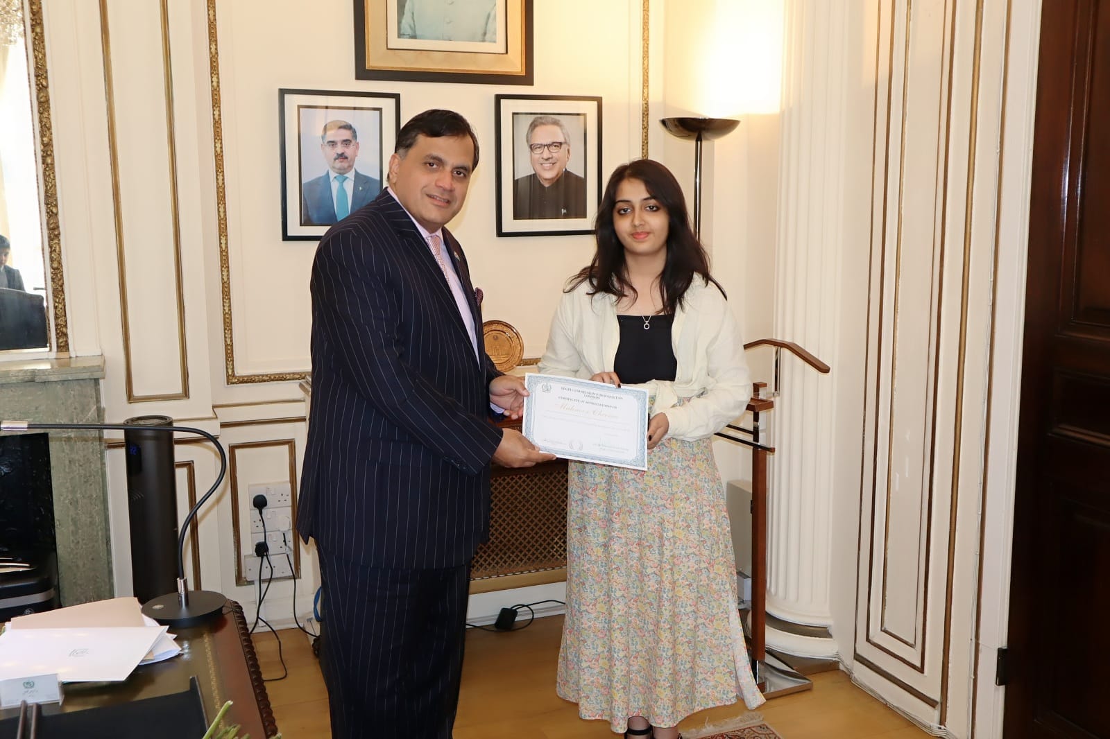 High Commissioner Dr. Mohammad Faisal Presents Certificate of Appreciation to Exceptional GCSE Achiever, Mahnoor Cheema